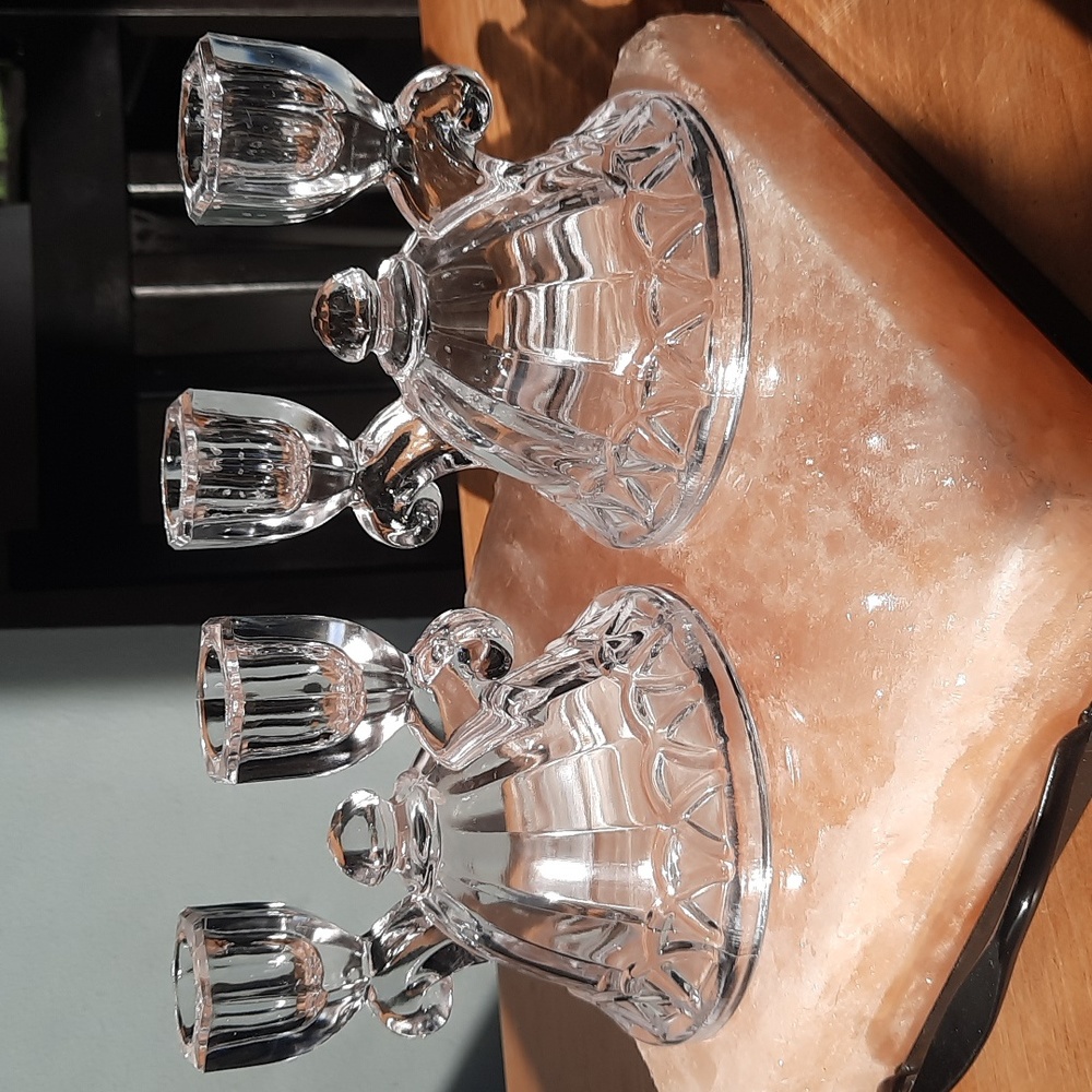A Pair of Vintage Imperial glass Crystal Double Candlestick holders - Picture 4 of 5
